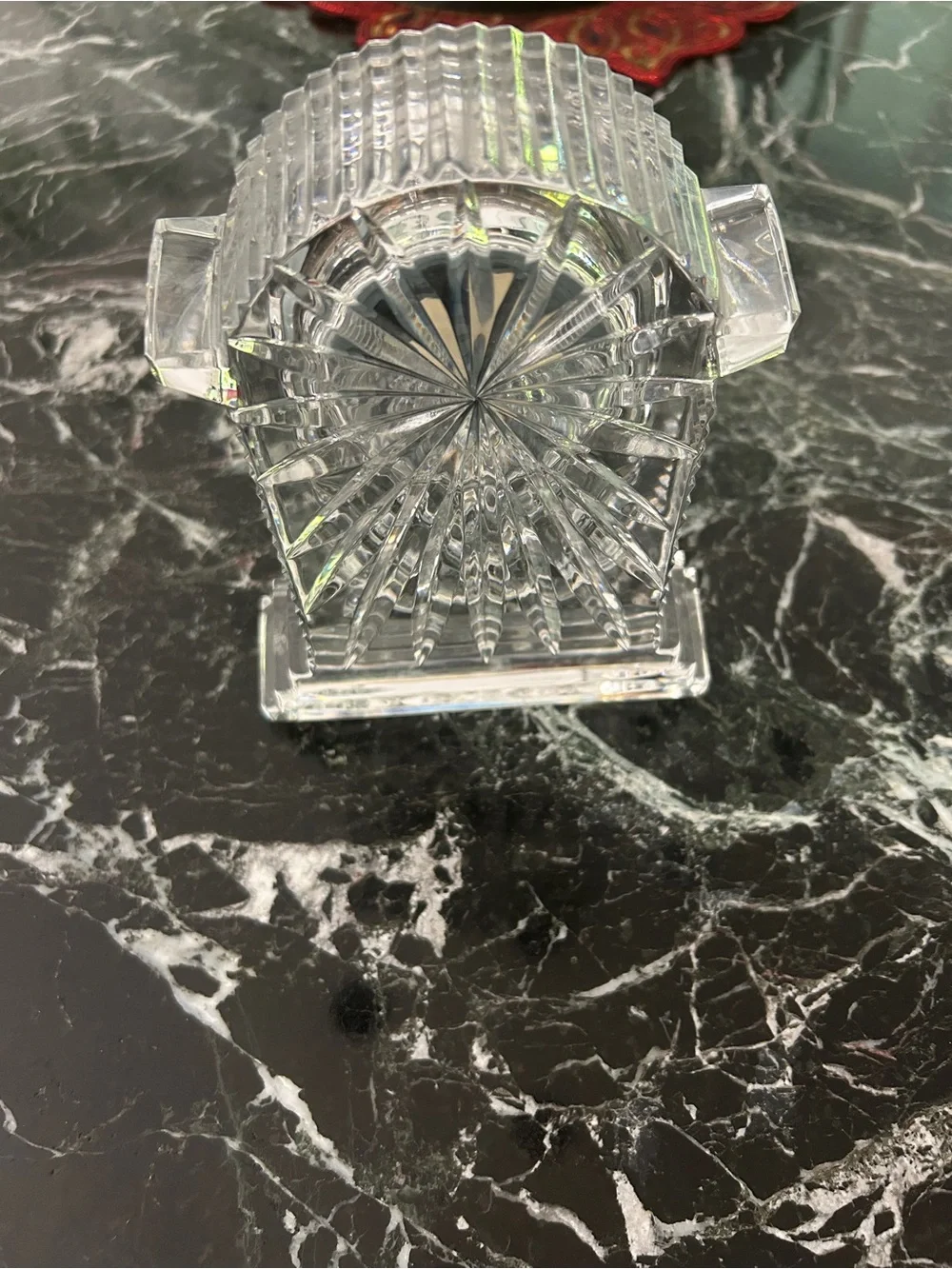 Waterford Crystal Clear Mantel Clock with Gold Rim